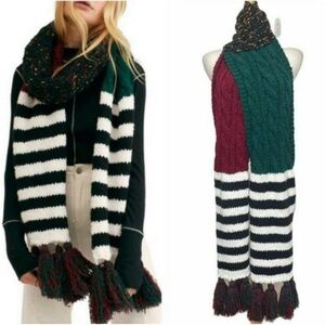 Free People Holiday Knitted Scarf Skinny Nova Tassel Scarf  NWT